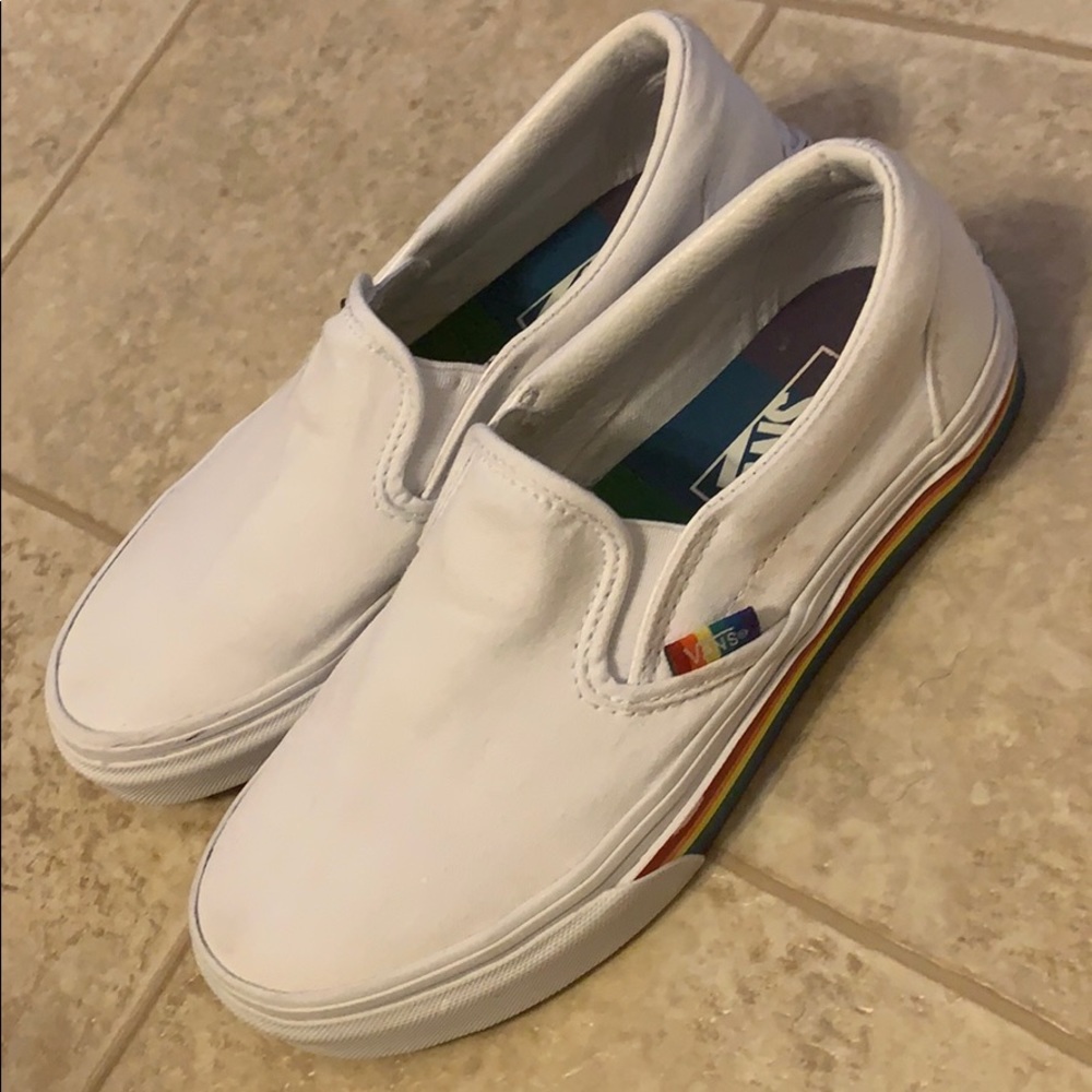 rainbow white vans
